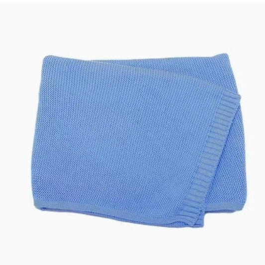 Cotton Knitted Baby Blanket with Embroidered Bear