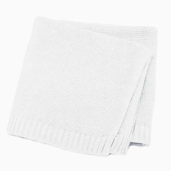 Cotton Knitted Baby Blanket with Embroidered Bear