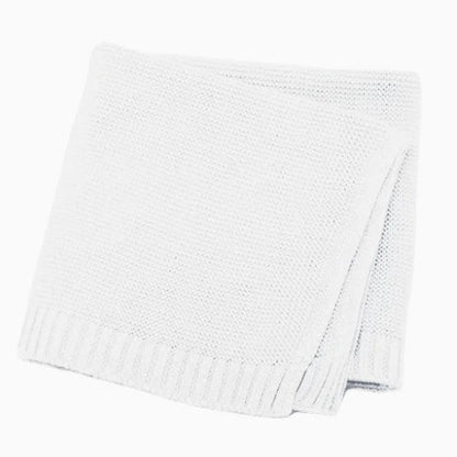 Cotton Knitted Baby Blanket with Embroidered Bear