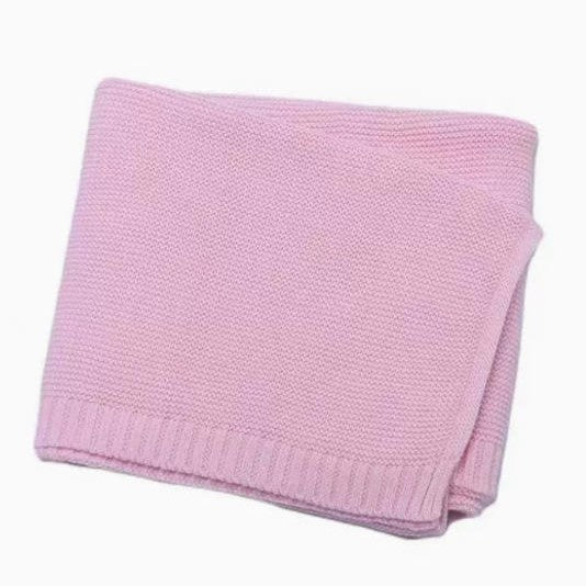 Cotton Knitted Baby Blanket with Embroidered Bear