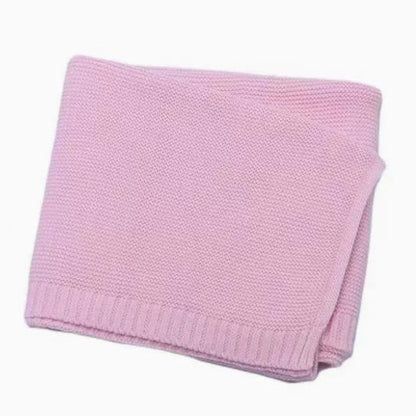 Cotton Knitted Baby Blanket with Embroidered Bear