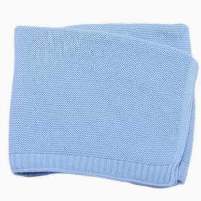 Cotton Knitted Baby Blanket with Embroidered Bear