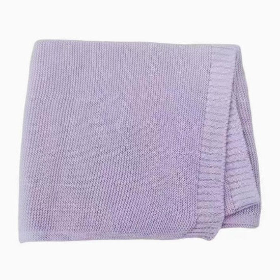 Cotton Knitted Baby Blanket with Embroidered Bear