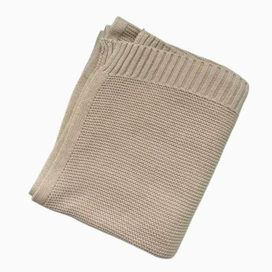 Cotton Knitted Baby Blanket with Embroidered Bear