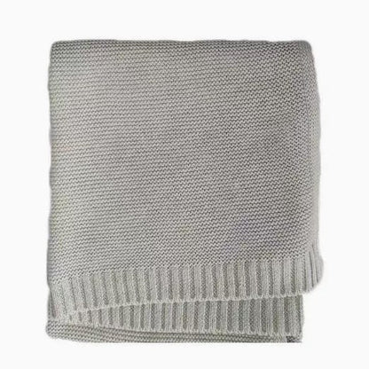 Cotton Knitted Baby Blanket with Embroidered Bear