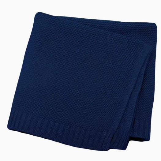 Cotton Knitted Baby Blanket with Embroidered Bear