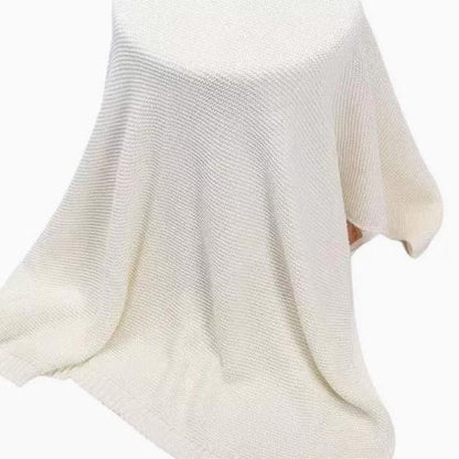 Cotton Knitted Baby Blanket with Embroidered Bear