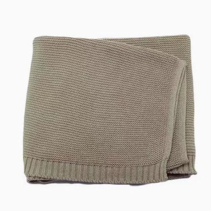 Cotton Knitted Baby Blanket with Embroidered Bear
