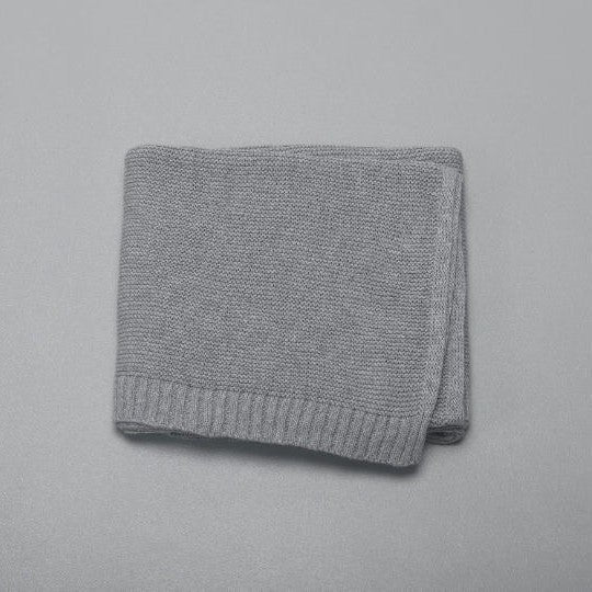 Cotton Knitted Baby Blanket with Embroidered Bear