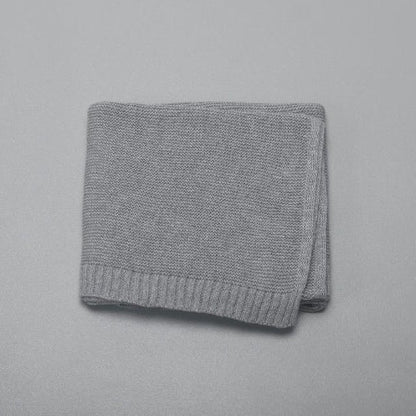 Cotton Knitted Baby Blanket with Embroidered Bear