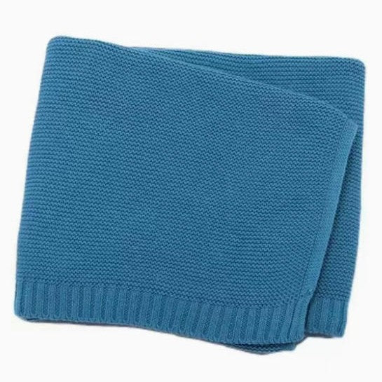 Cotton Knitted Baby Blanket with Embroidered Bear