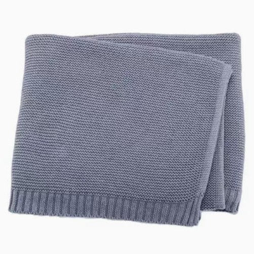 Cotton Knitted Baby Blanket with Embroidered Bear