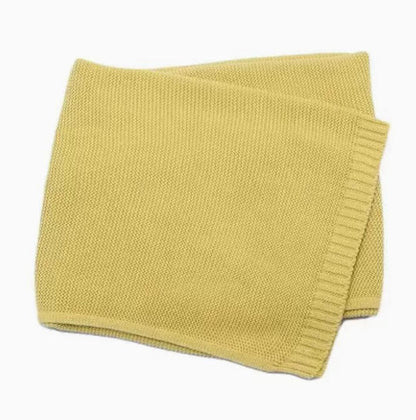 Cotton Knitted Baby Blanket with Embroidered Bear