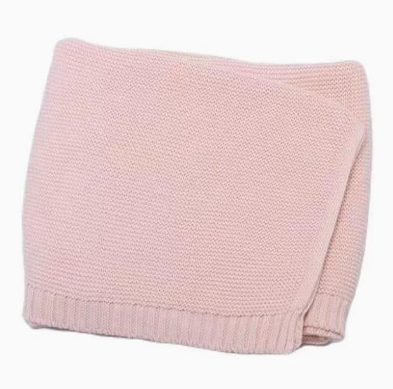 Cotton Knitted Baby Blanket with Embroidered Bear