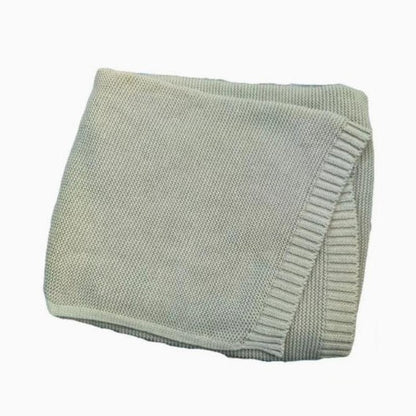 Cotton Knitted Baby Blanket with Embroidered Bear