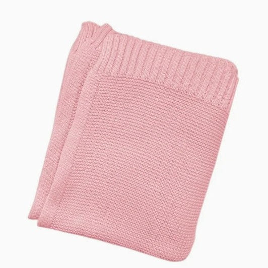 Cotton Knitted Baby Blanket with Embroidered Bear