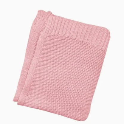 Cotton Knitted Baby Blanket with Embroidered Bear