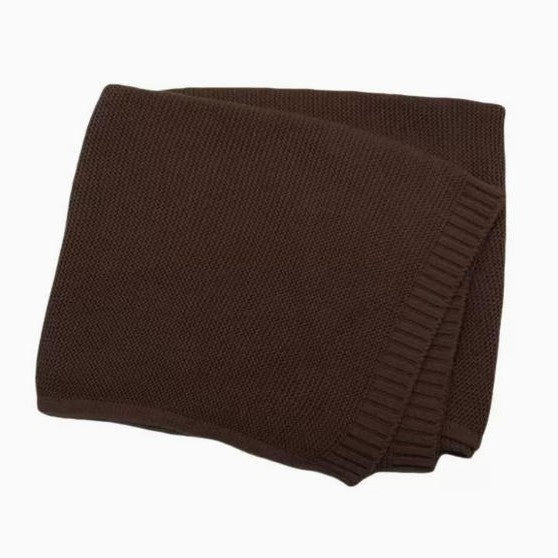 Cotton Knitted Baby Blanket with Embroidered Bear