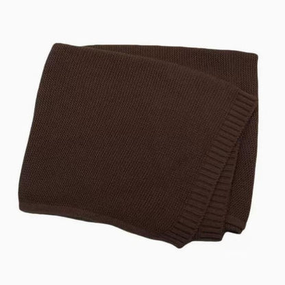 Cotton Knitted Baby Blanket with Embroidered Bear