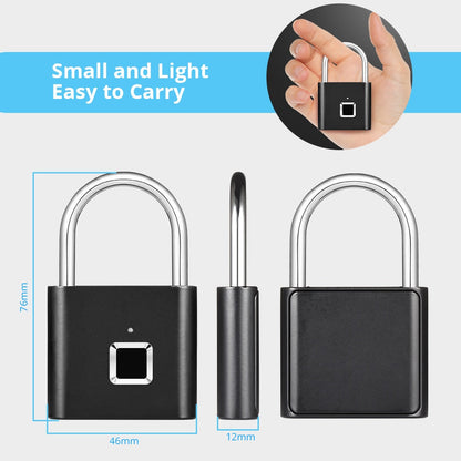 Fingerprint Padlock – Keyless Biometric Smart Lock for Bags & Lockers
